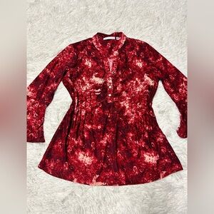Notations Red Patterned Blouse